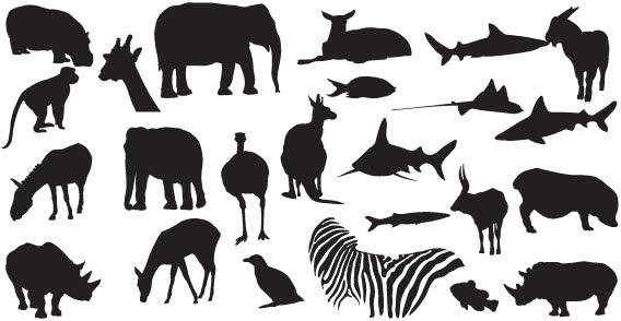 silhouettes of animals. Safari zoo animal free vectors
