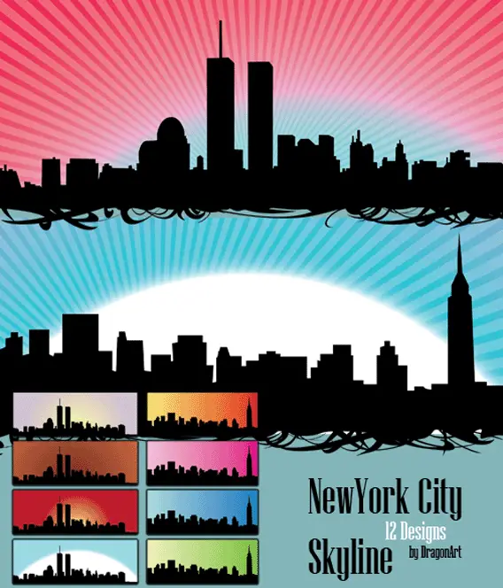 new york skyline silhouette. Vector - Skyline US New york