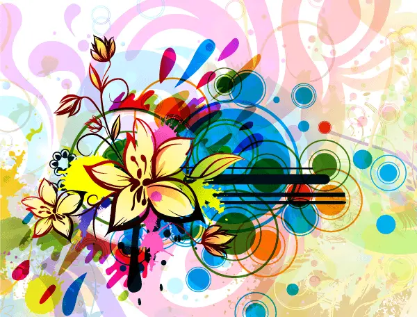 Free Colorful Floral Vector Background with Circles