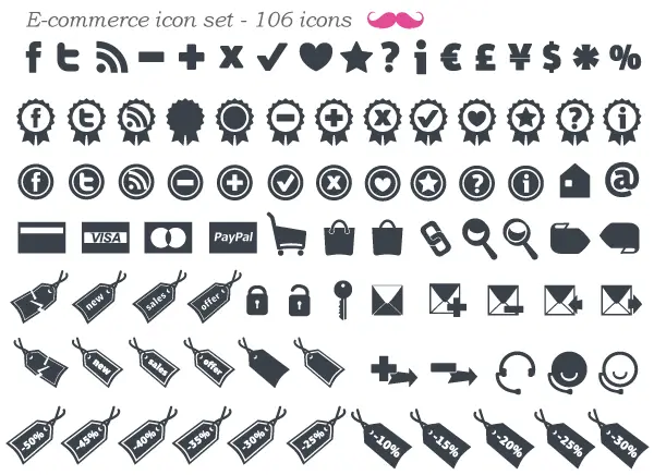 Free E-Commerce Icon Set Vector (106 minimal icons)