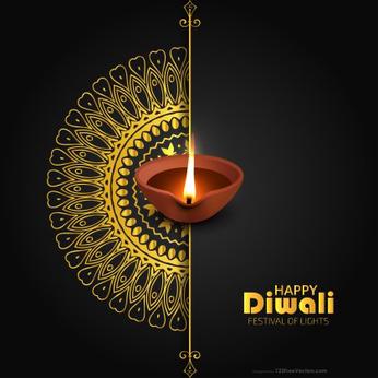 Free Gold Diwali Diya Background Image