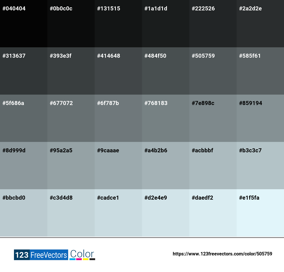 888c8d Reverse Color Pantone 445 C | #505759 - Detailed Color Information and Usage