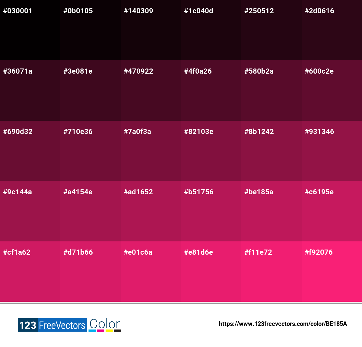 Pantone 18 1945 Tpx | Bright Rose | #BE185A - Detailed Color ...