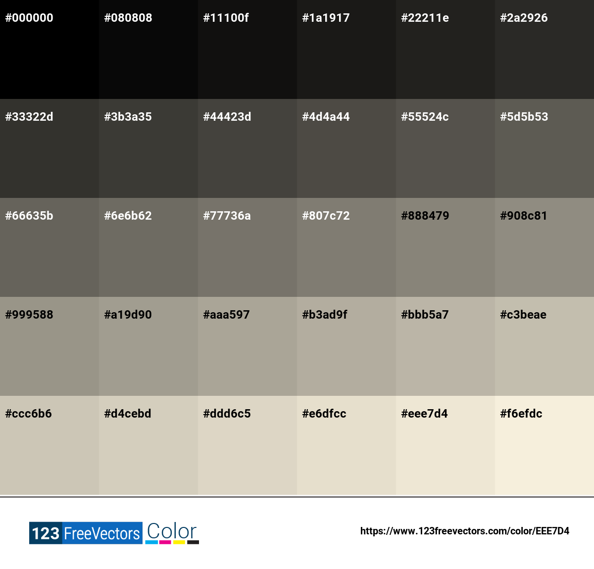 Pantone 11 0105 Tpg | Antique White | #eee7d4 - Detailed Color