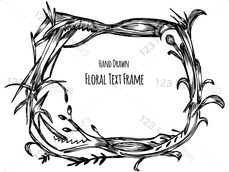 Hand Drawn Floral Text Frame Vector Brush Pack-01