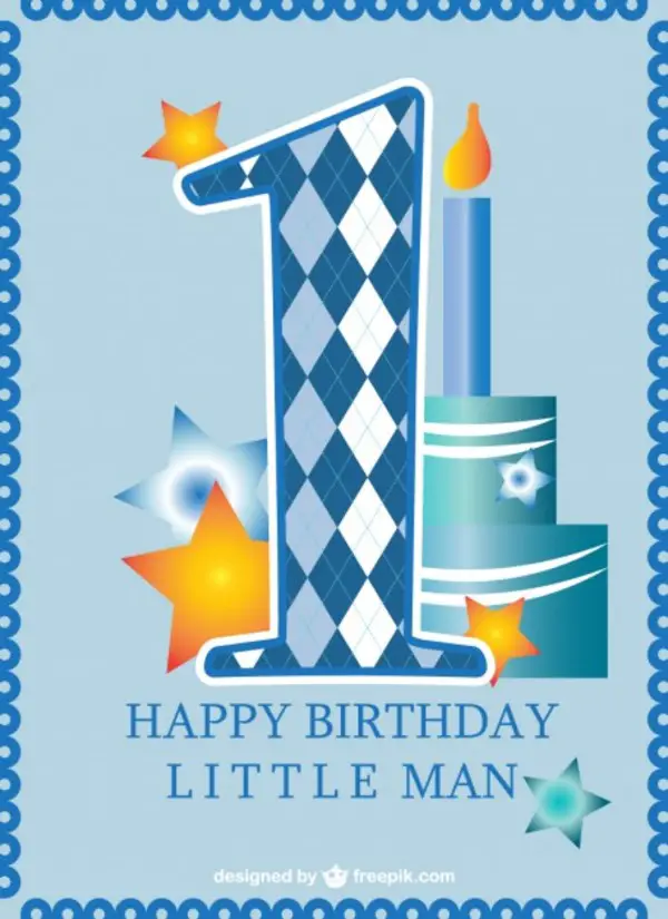 Download First Birthday Card Baby Boy Free Vector