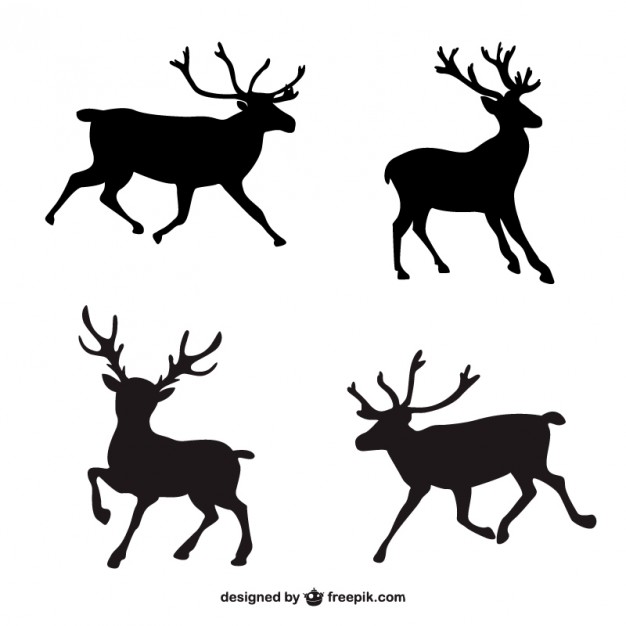 Download Black Reindeer Silhouettes Free Vector | 123Freevectors