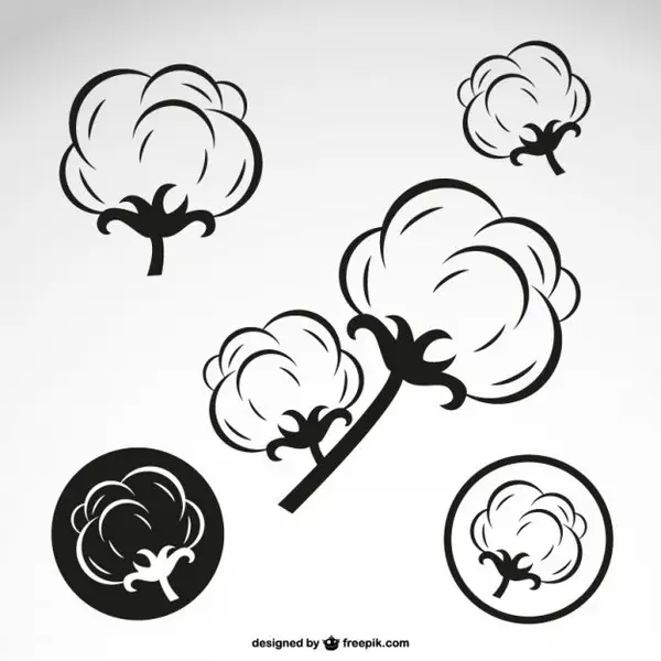 Cotton Flowers Outline Free Vector | 123Freevectors