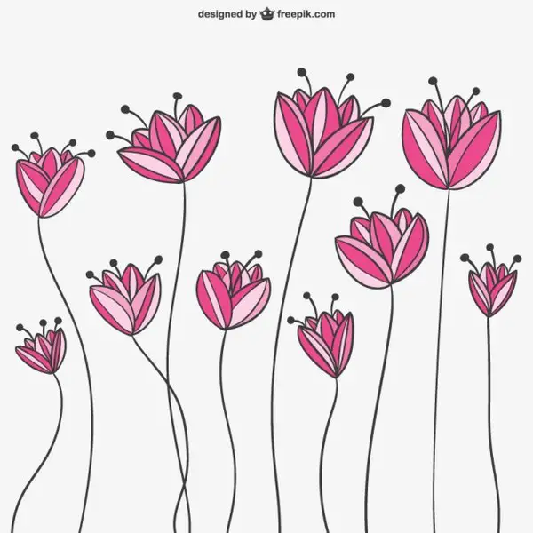 Download Cute Flowers Drawing Free Vector