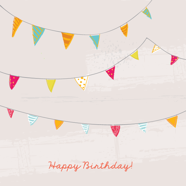 Birthday Bunting Flags Card Template