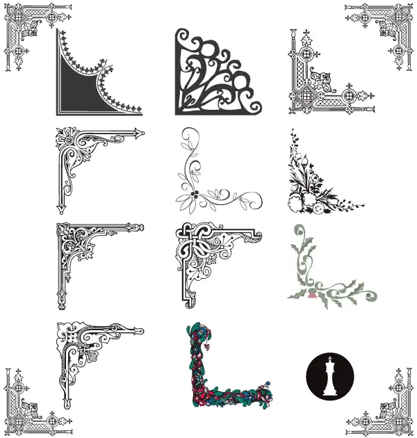 Flower Corner Border Designs Vector Free