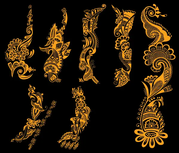 Indian Henna Tattoo Designs Vector Free | 123Freevectors
