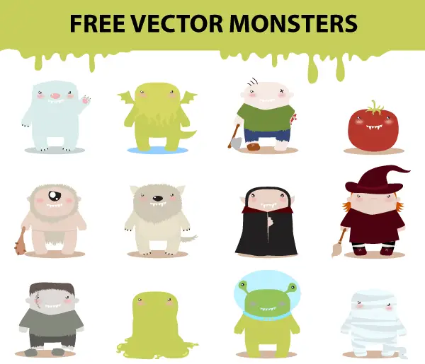 Download Free Cartoon Monster Characters Vector
